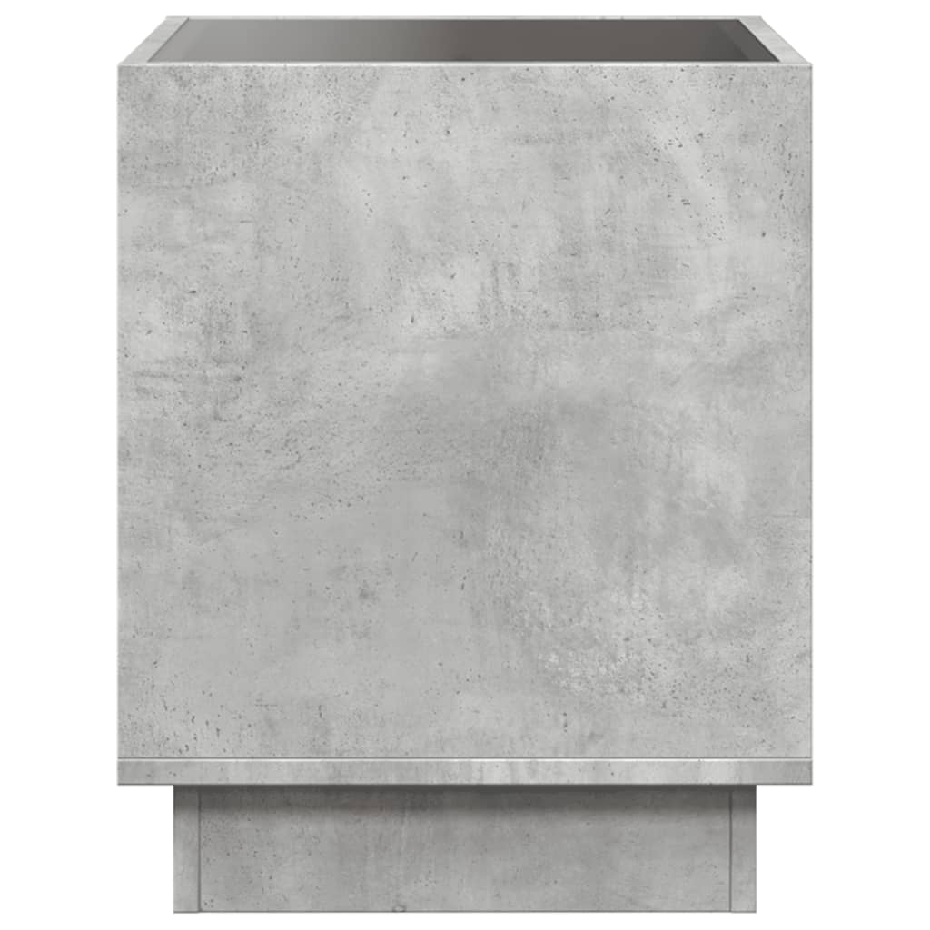 Table de chevet avec LED infini gris béton 40x40x50 cm