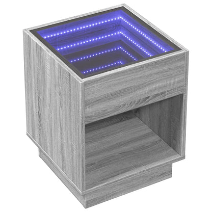 Table de chevet avec LED infini sonoma gris 40x40x50 cm