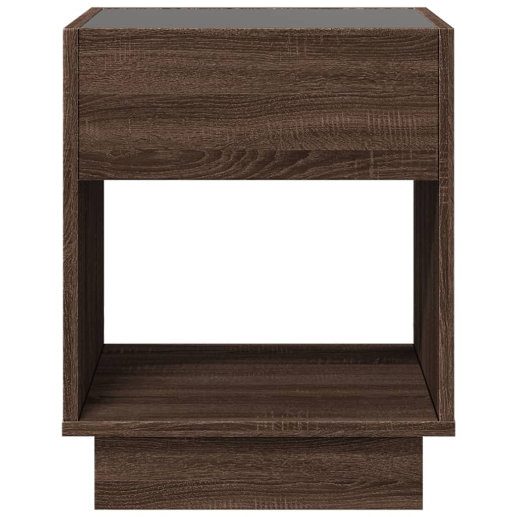 Table de chevet avec LED infini chêne marron 40x40x50 cm