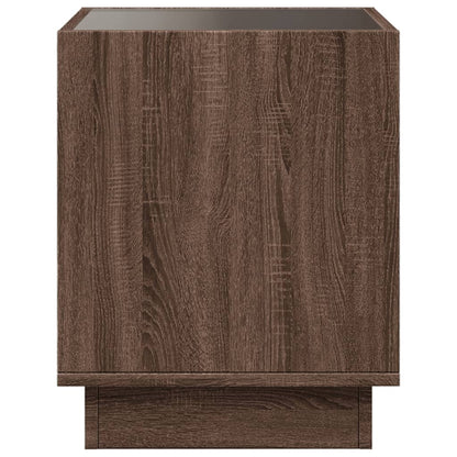 Table de chevet avec LED infini chêne marron 40x40x50 cm