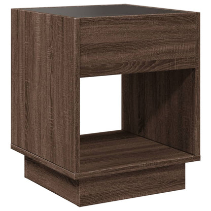 Table de chevet avec LED infini chêne marron 40x40x50 cm