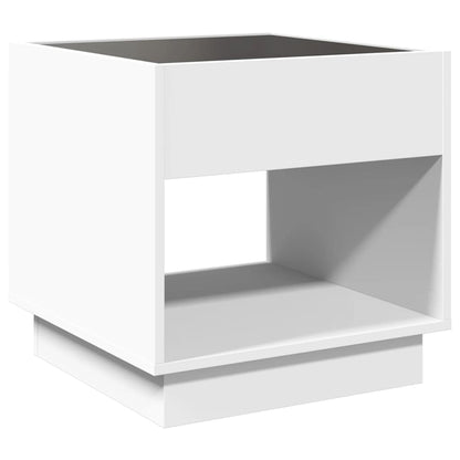 Table de chevet avec LED infini blanc 50x50x50 cm