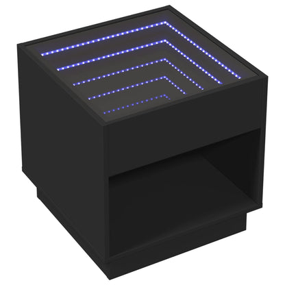 Table de chevet avec LED infini noir 50x50x50 cm