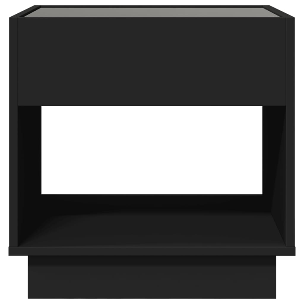 Table de chevet avec LED infini noir 50x50x50 cm