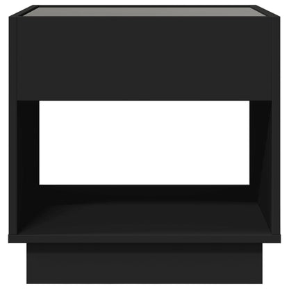 Table de chevet avec LED infini noir 50x50x50 cm