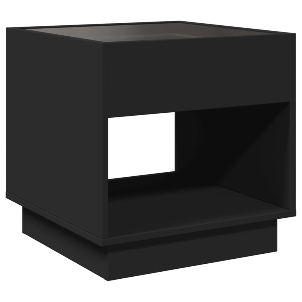 Table de chevet avec LED infini noir 50x50x50 cm