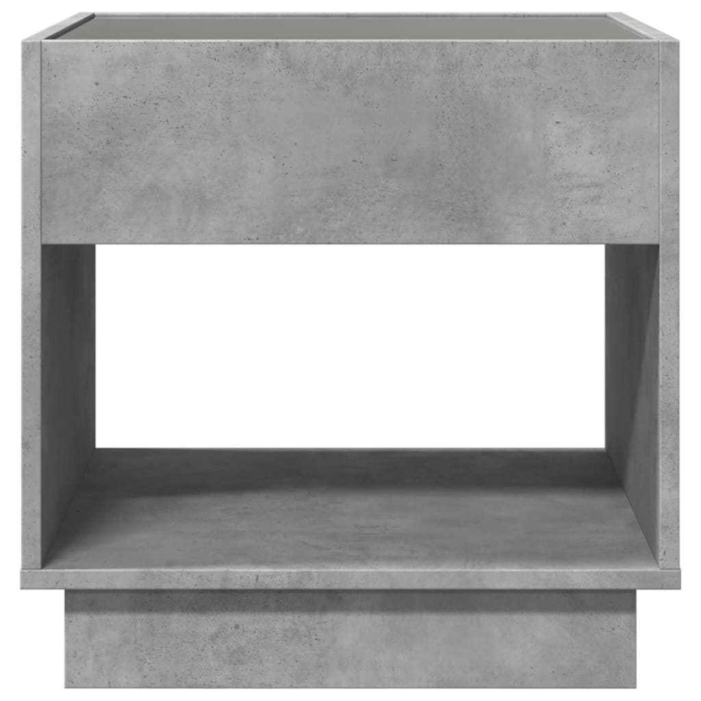 Table de chevet avec LED infini gris béton 50x50x50 cm