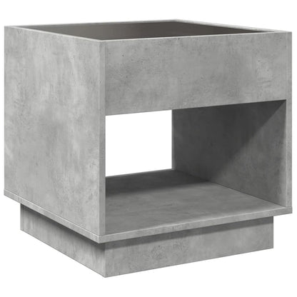 Table de chevet avec LED infini gris béton 50x50x50 cm