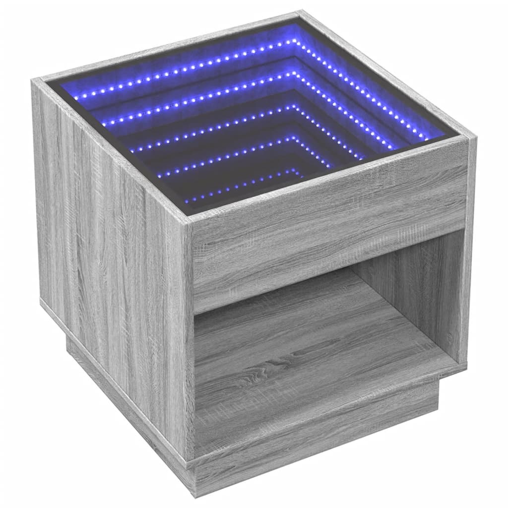 Table de chevet avec LED infini sonoma gris 50x50x50 cm