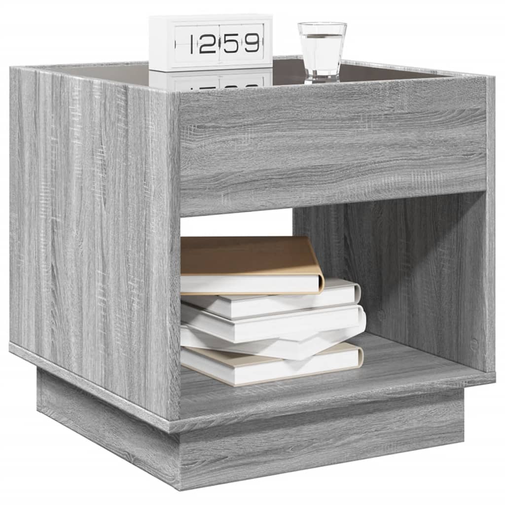 Table de chevet avec LED infini sonoma gris 50x50x50 cm