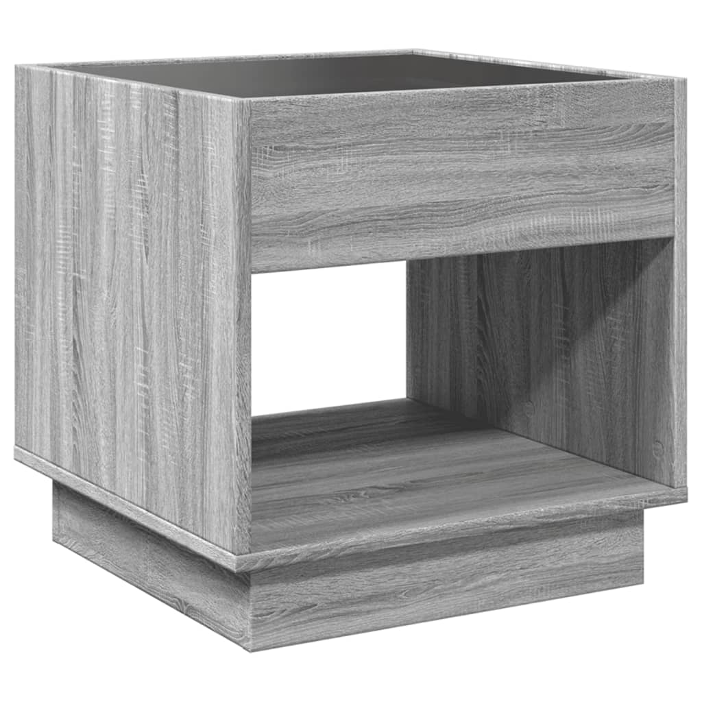 Table de chevet avec LED infini sonoma gris 50x50x50 cm