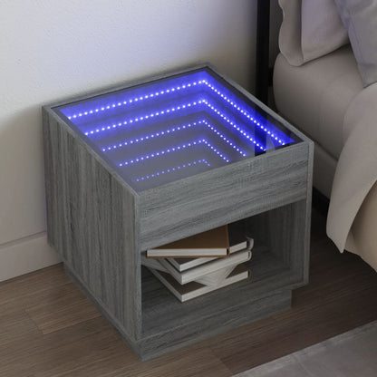 Table de chevet avec LED infini sonoma gris 50x50x50 cm