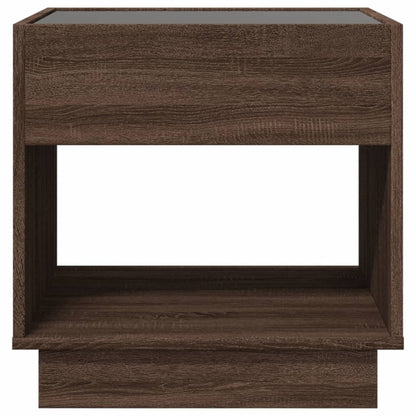 Table de chevet avec LED infini chêne marron 50x50x50 cm