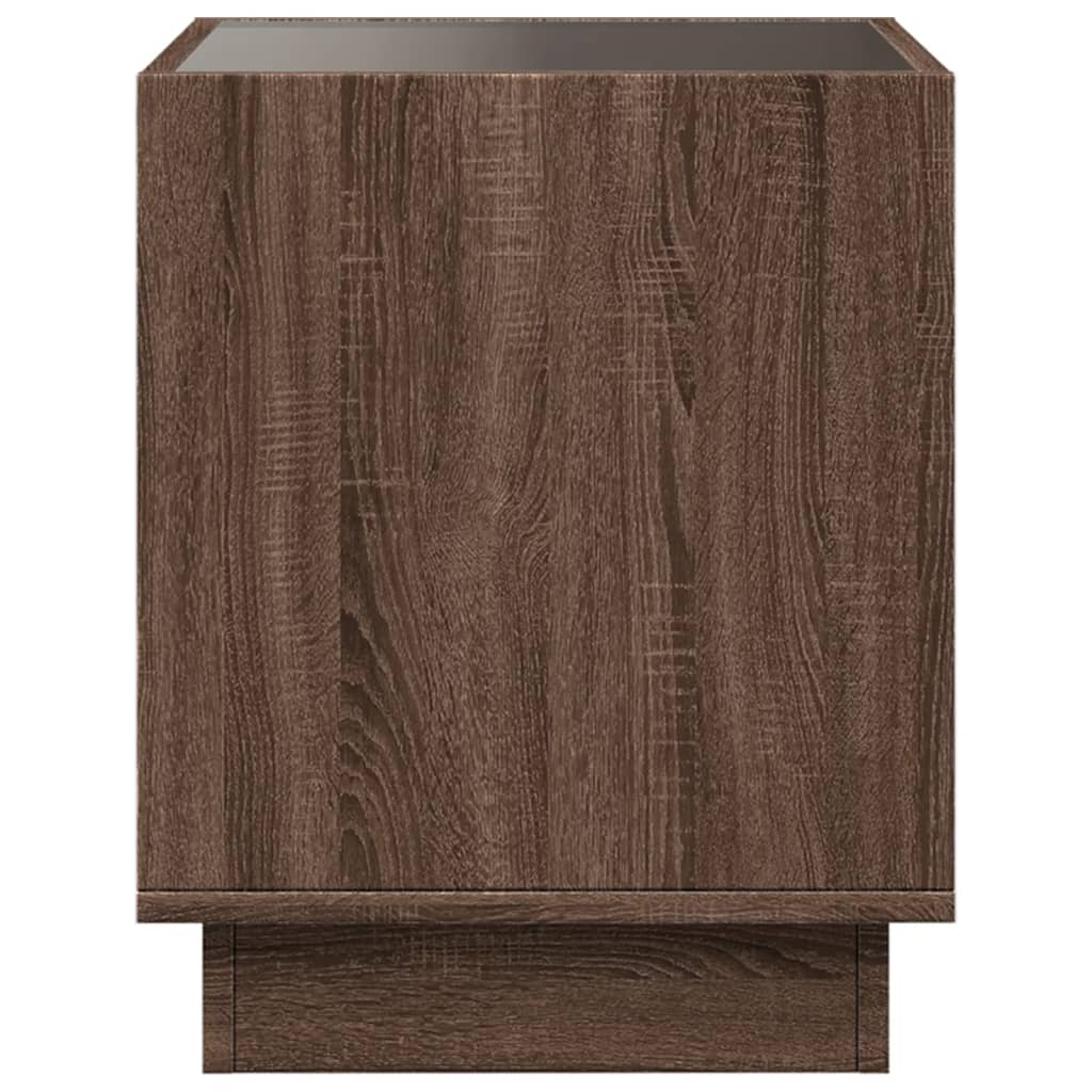 Table de chevet avec LED infini chêne marron 50x50x50 cm