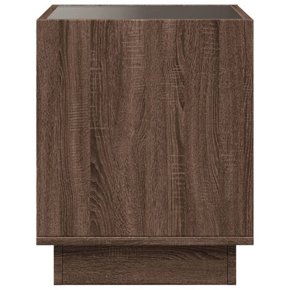 Table de chevet avec LED infini chêne marron 50x50x50 cm