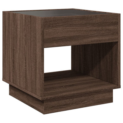 Table de chevet avec LED infini chêne marron 50x50x50 cm