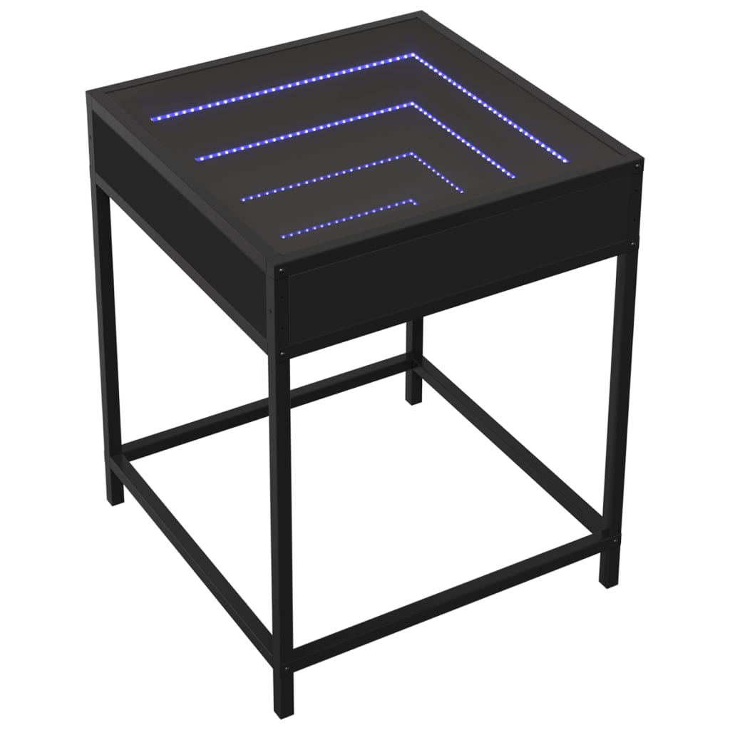 Table de chevet avec LED infini noir 40x40x51 cm