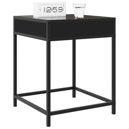 Table de chevet avec LED infini noir 40x40x51 cm