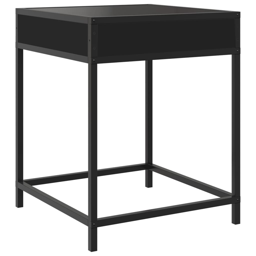 Table de chevet avec LED infini noir 40x40x51 cm