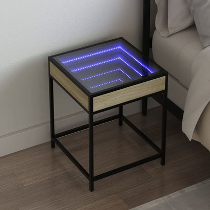 Table de chevet avec LED infini chêne sonoma 40x40x51 cm