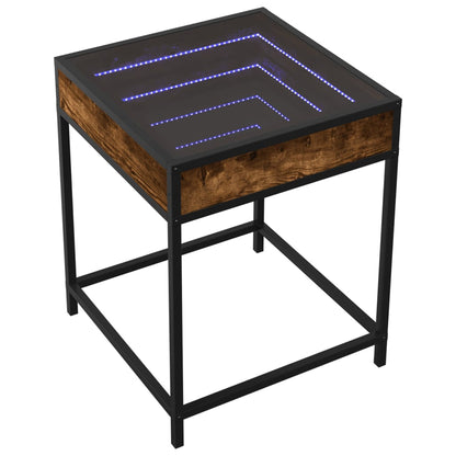 Table de chevet avec LED infini chêne fumé 40x40x51 cm