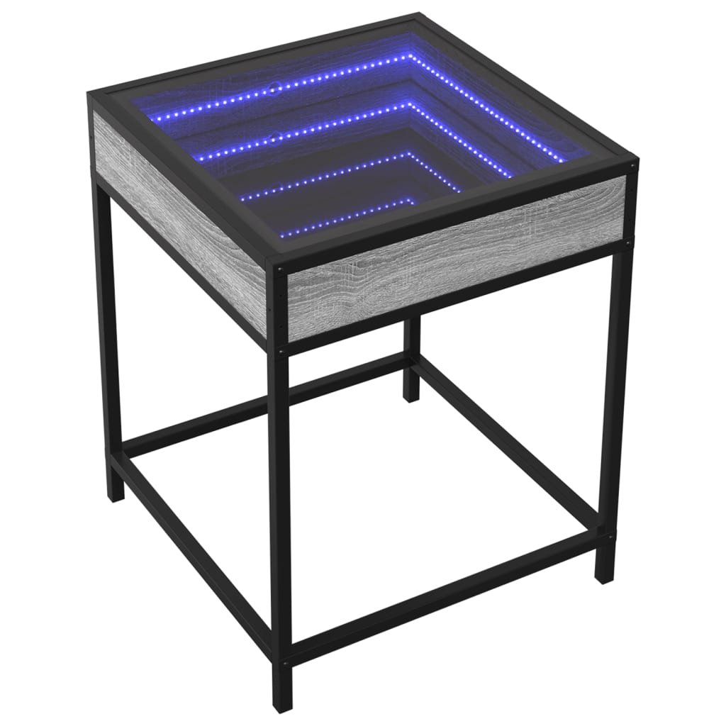 Table de chevet avec LED infini sonoma gris 40x40x51 cm