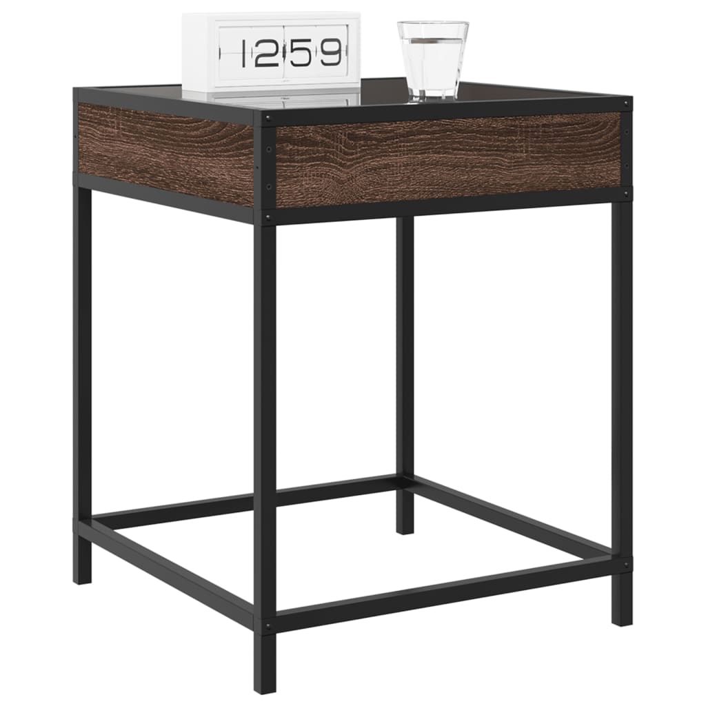 Table de chevet avec LED infini chêne marron 40x40x51 cm