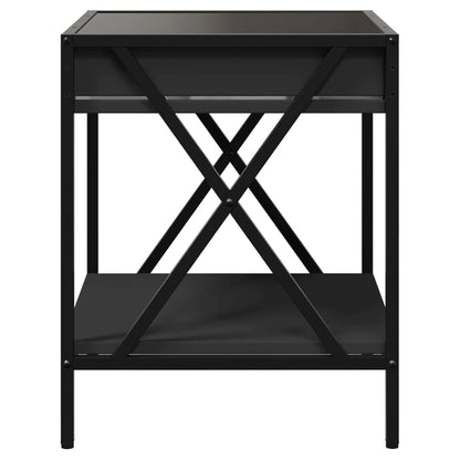 Table de chevet avec LED infini noir 40x40x49 cm