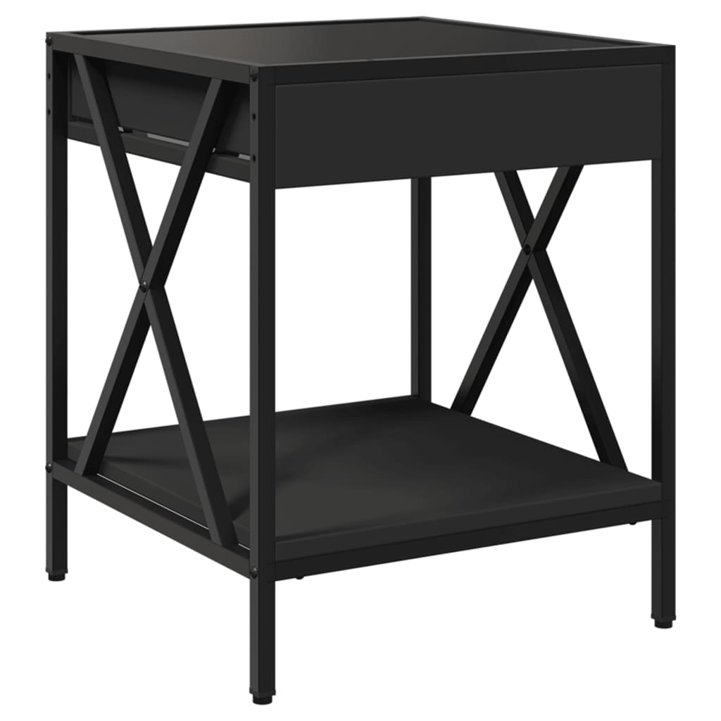 Table de chevet avec LED infini noir 40x40x49 cm