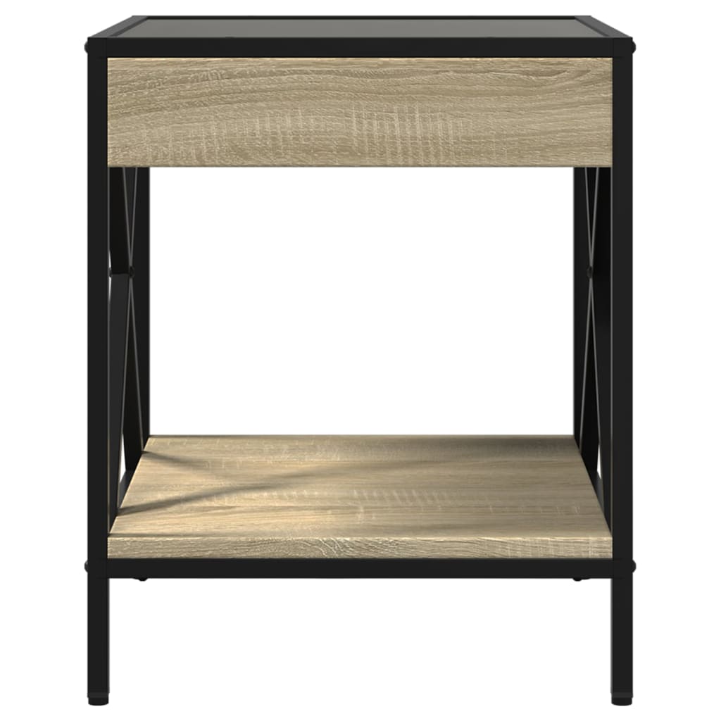 Table de chevet avec LED infini chêne sonoma 40x40x49 cm