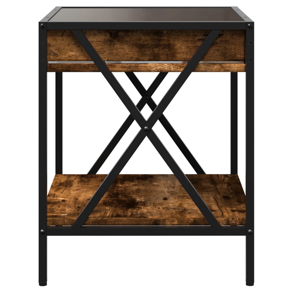 Table de chevet avec LED infini chêne fumé 40x40x49 cm