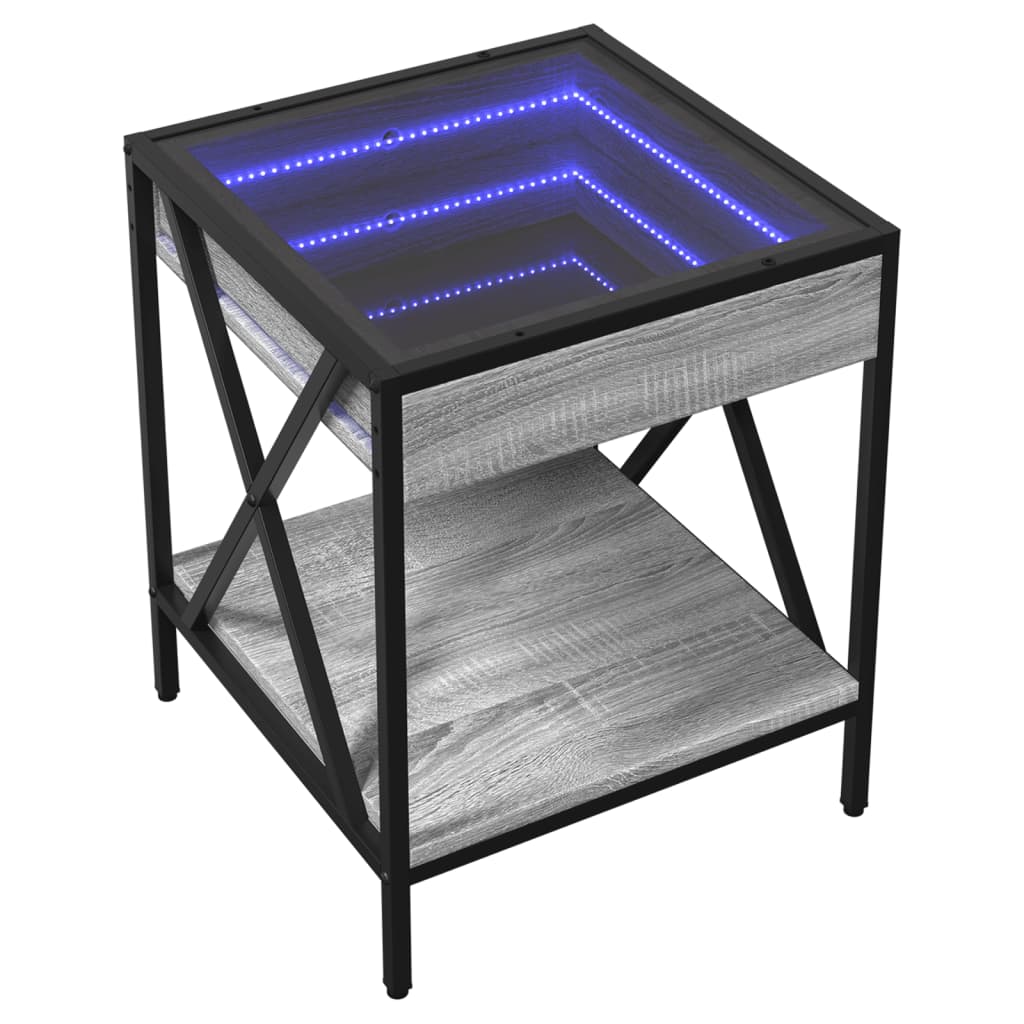 Table de chevet avec LED infini sonoma gris 40x40x49 cm