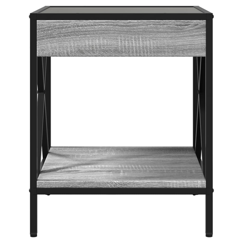 Table de chevet avec LED infini sonoma gris 40x40x49 cm