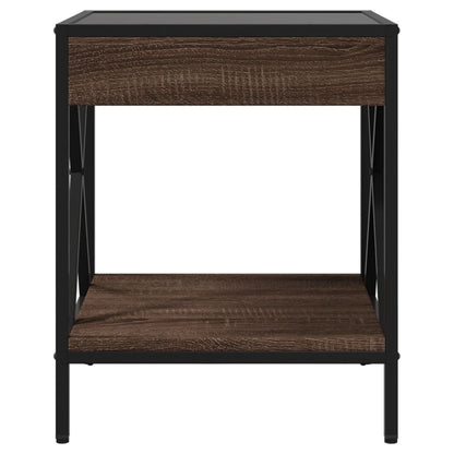 Table de chevet avec LED infini chêne marron 40x40x49 cm