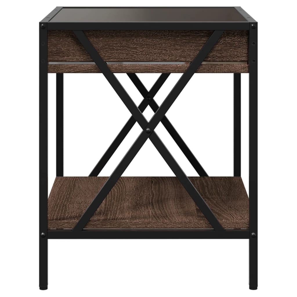 Table de chevet avec LED infini chêne marron 40x40x49 cm