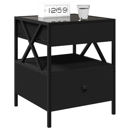 Table de chevet avec LED infini noir 40x40x51 cm