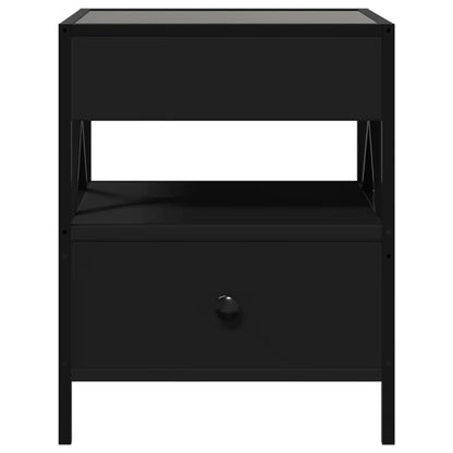 Table de chevet avec LED infini noir 40x40x51 cm