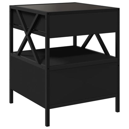 Table de chevet avec LED infini noir 40x40x51 cm