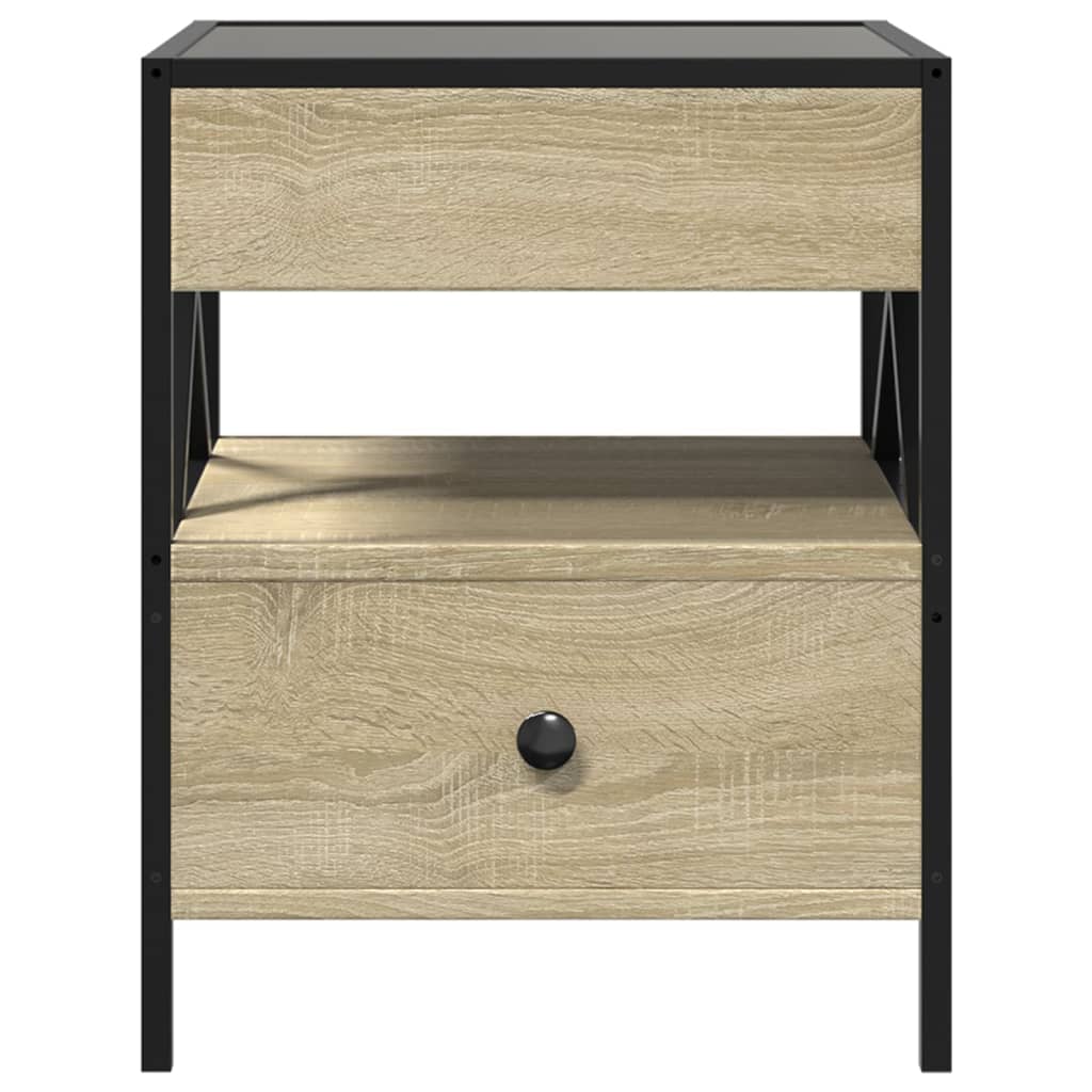 Table de chevet avec LED infini chêne sonoma 40x40x51 cm