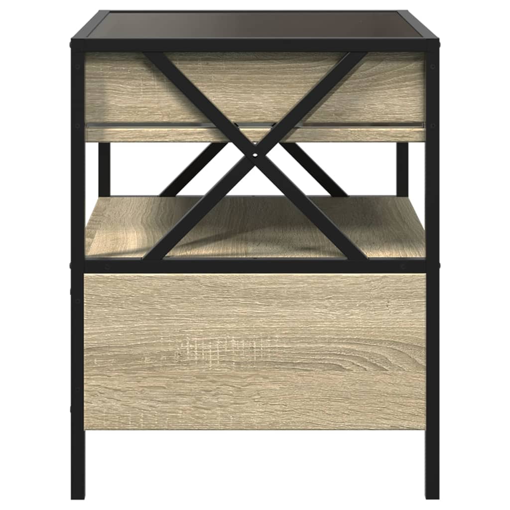 Table de chevet avec LED infini chêne sonoma 40x40x51 cm