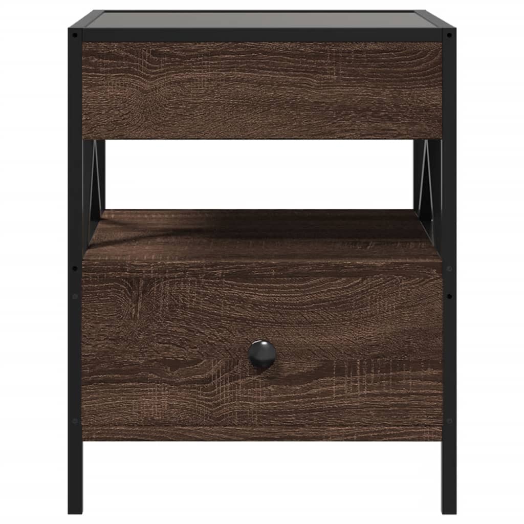 Table de chevet avec LED infini chêne marron 40x40x51 cm