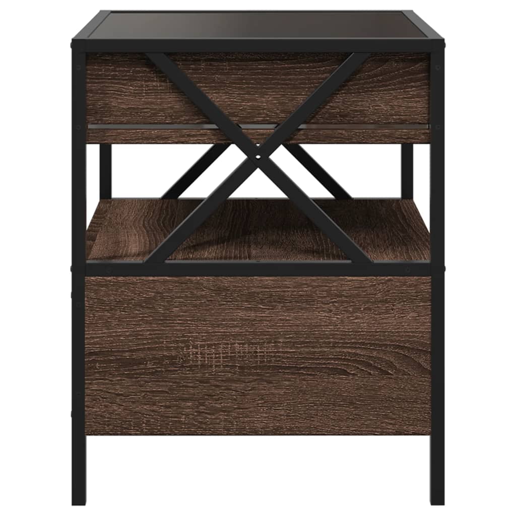 Table de chevet avec LED infini chêne marron 40x40x51 cm