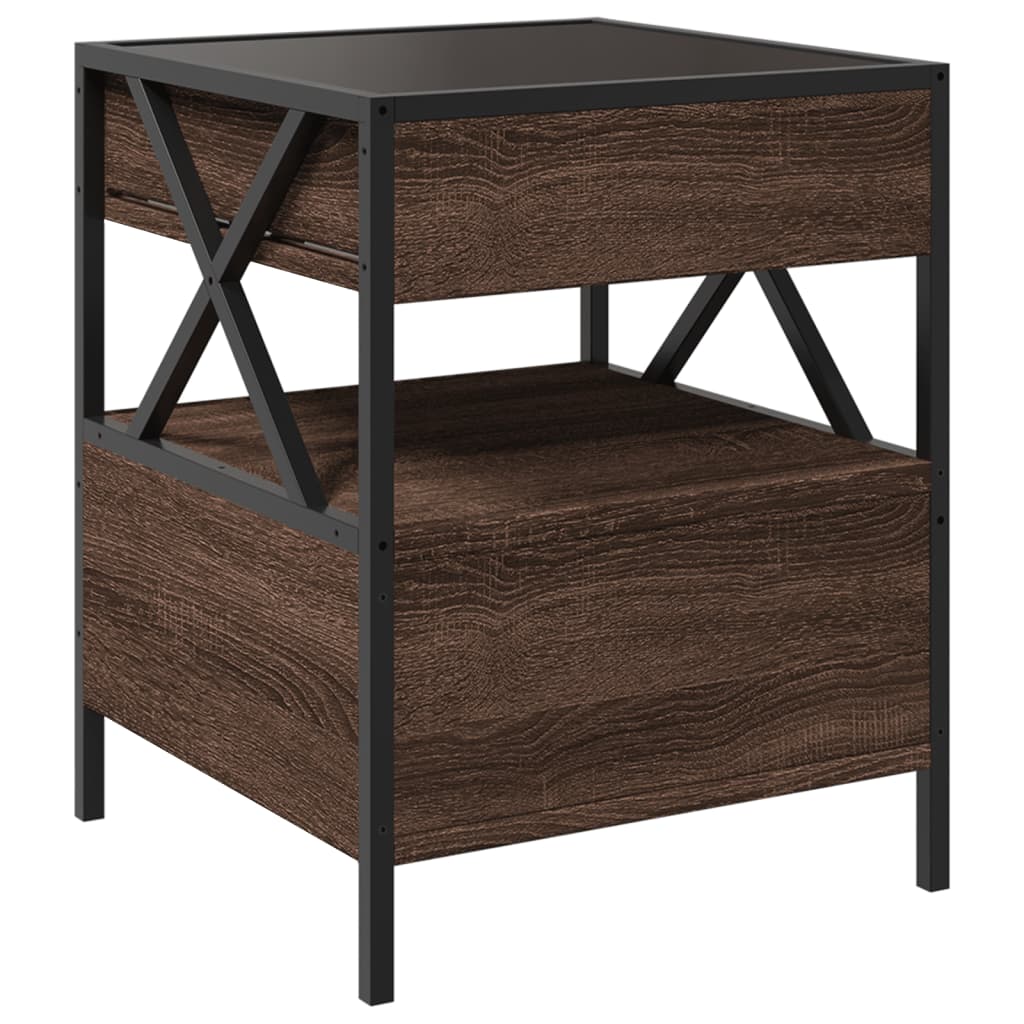 Table de chevet avec LED infini chêne marron 40x40x51 cm