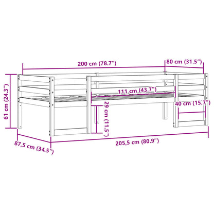 Cadre de lit pour enfants sans matelas cire marron 80x200 cm