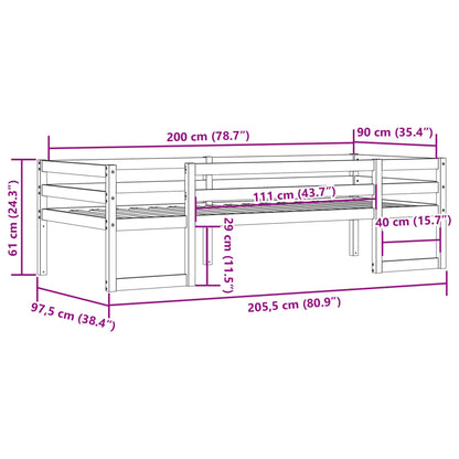 Cadre de lit pour enfants sans matelas 90x200 cm pin massif