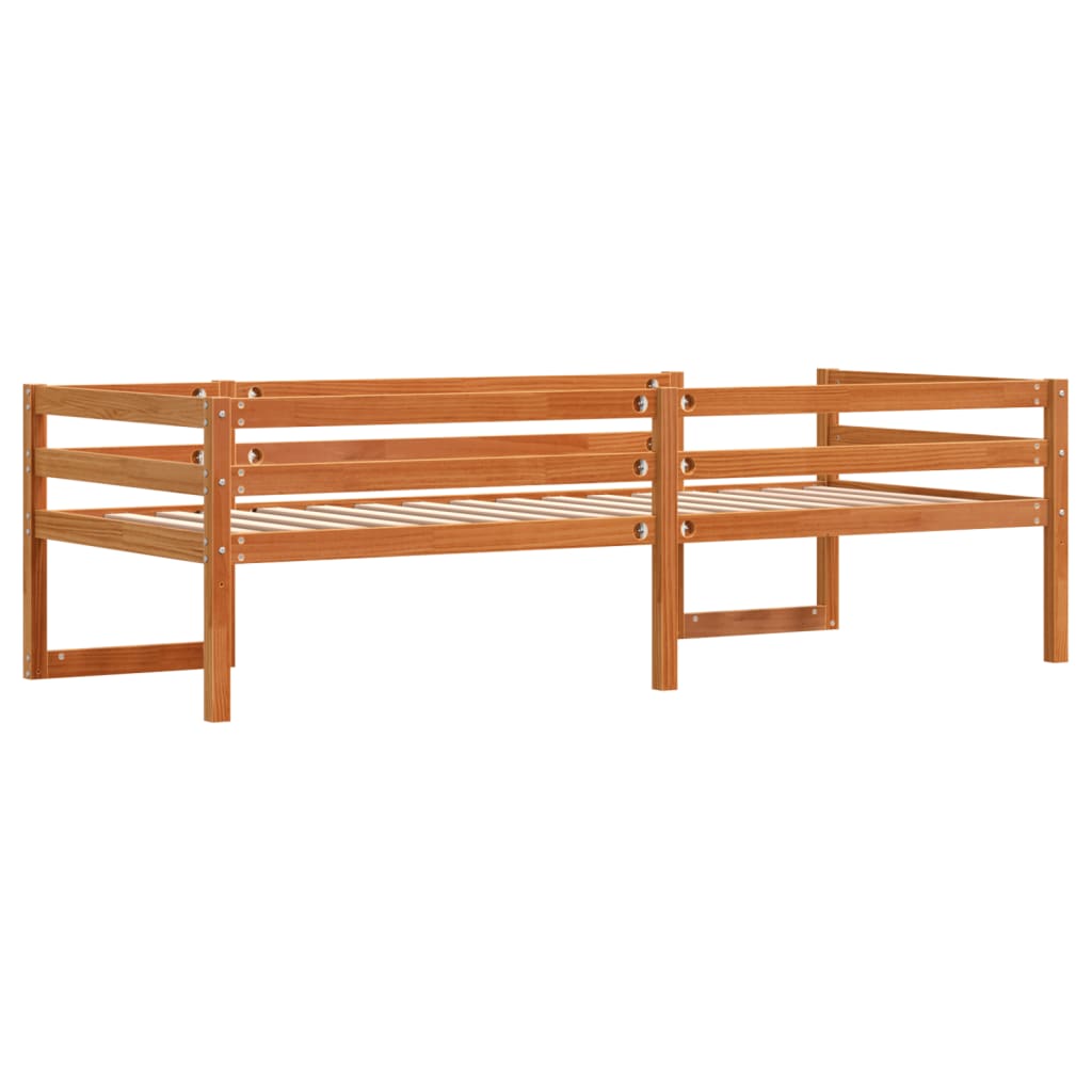 Cadre de lit pour enfants sans matelas cire marron 90x200 cm