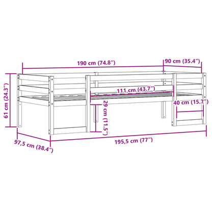 Cadre de lit pour enfants sans matelas 90x190 cm pin massif