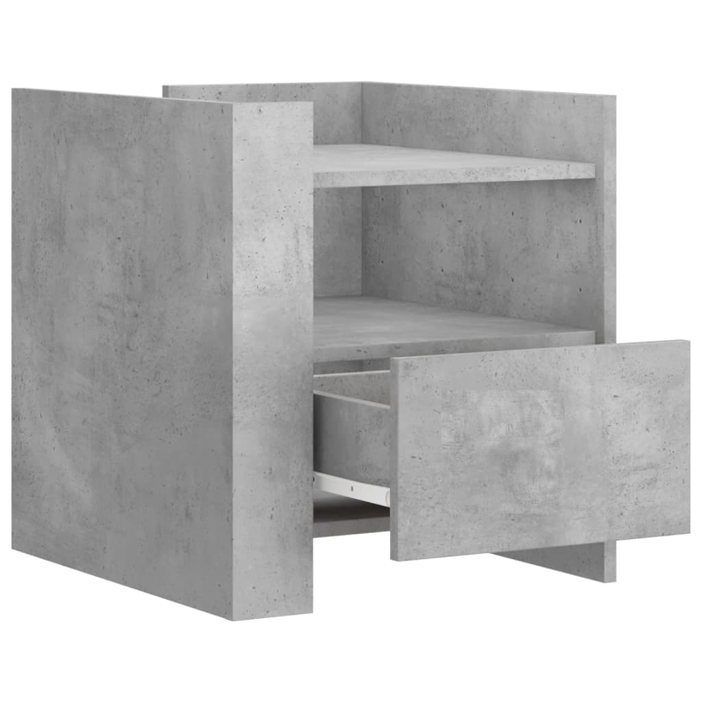 Table de chevet gris béton 45x50x50 cm bois d’ingénierie