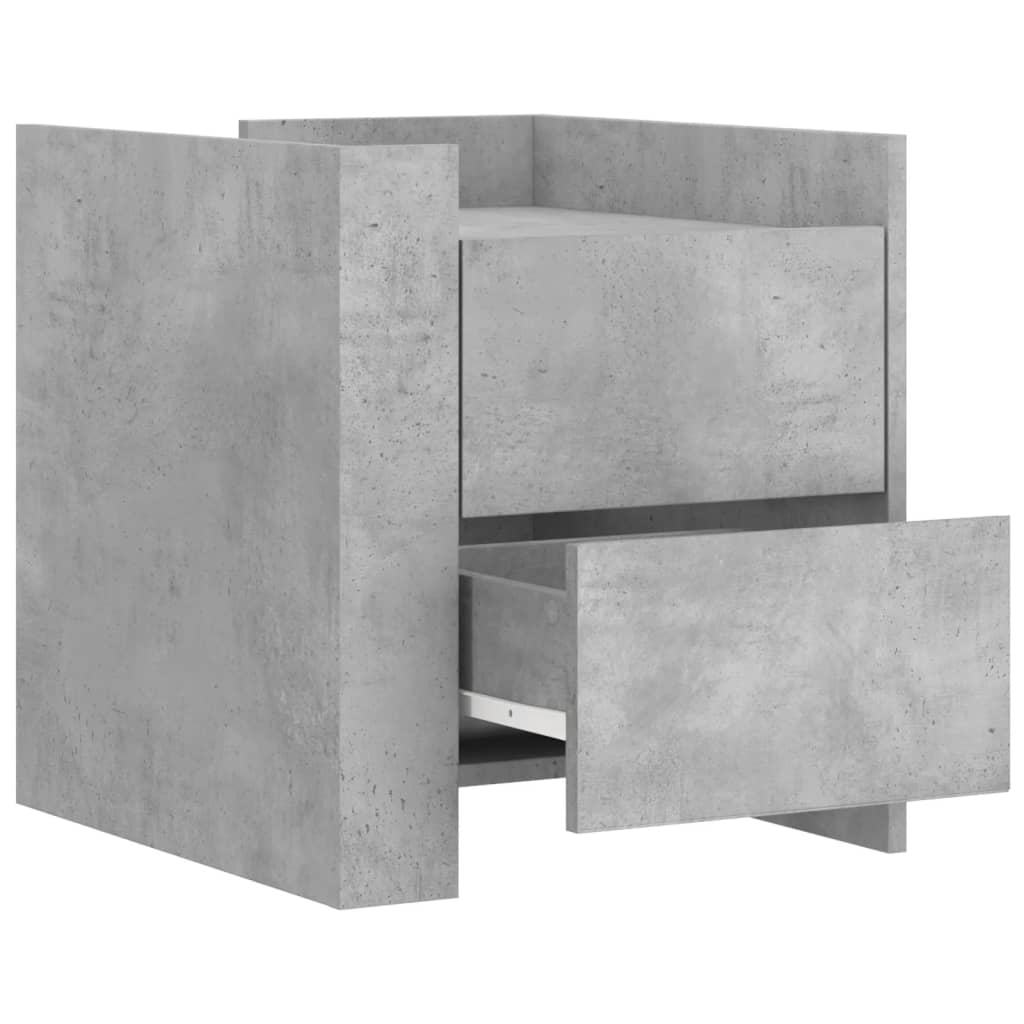 Table de chevet gris béton 45x50x50 cm bois d'ingénierie