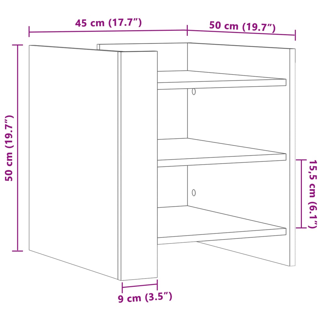 Table de chevet blanc 45x50x50 cm bois d’ingénierie